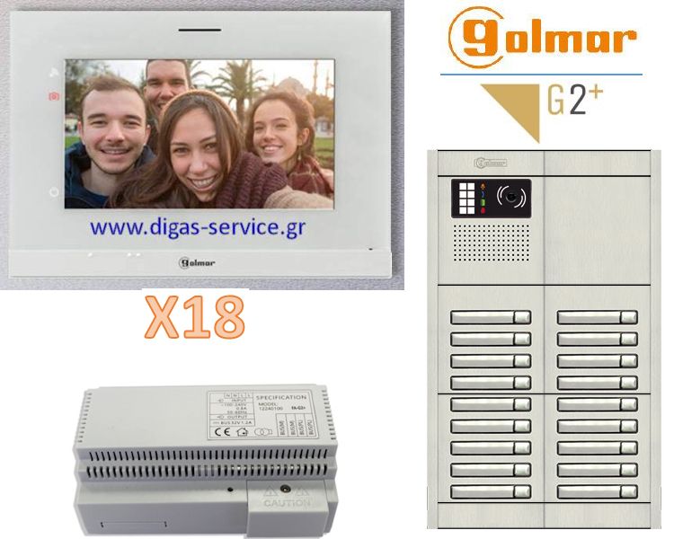 Golmar 2 καλωδίων πολυκατοικίας για 18 διαμερίσματα Θυροτηλεόραση 18 διαμερίσματα - Golmar 2 καλωδίων πολυκατοικίας